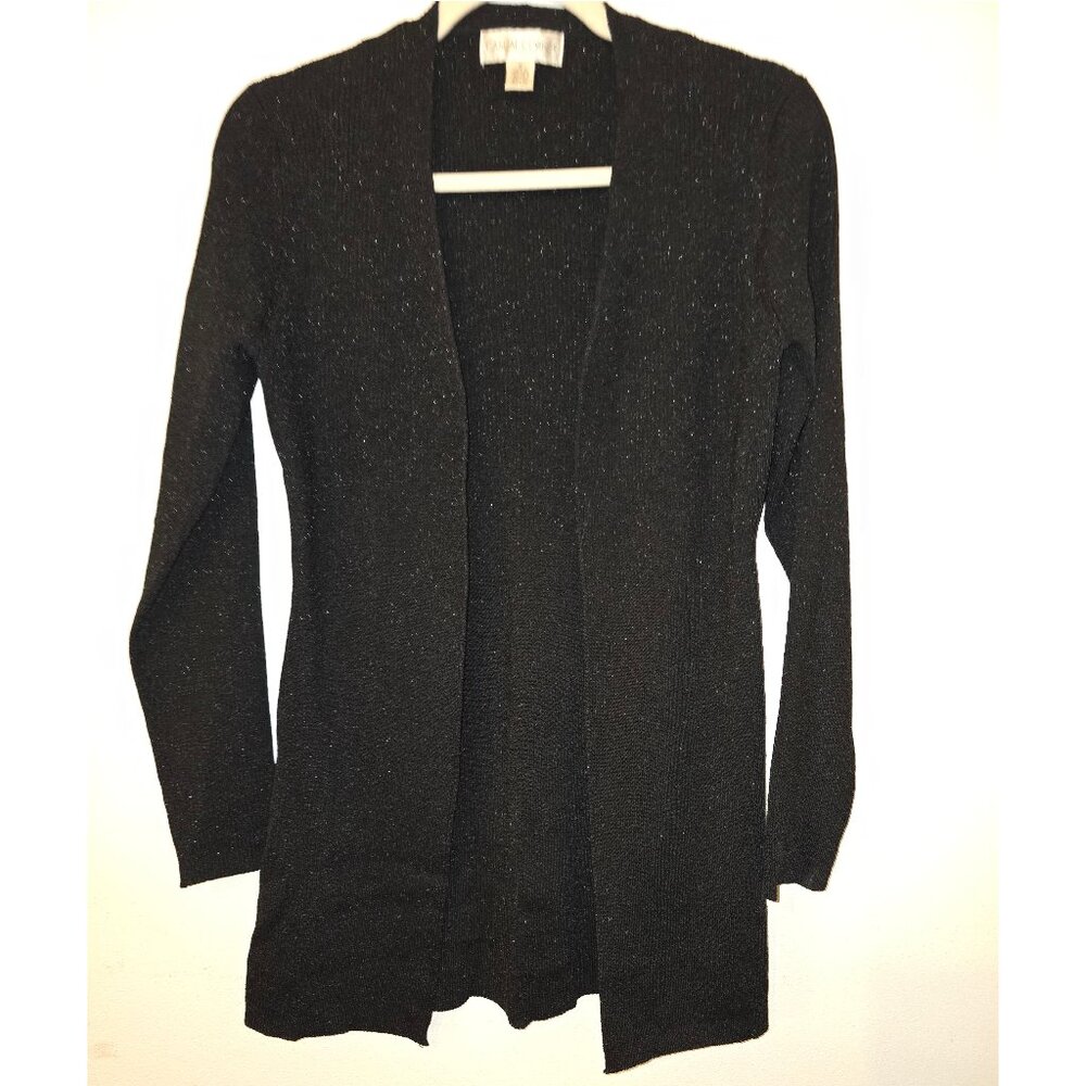 Vintage Casual Corner Sparkly Cardigan Metallic Silver & Black Size M